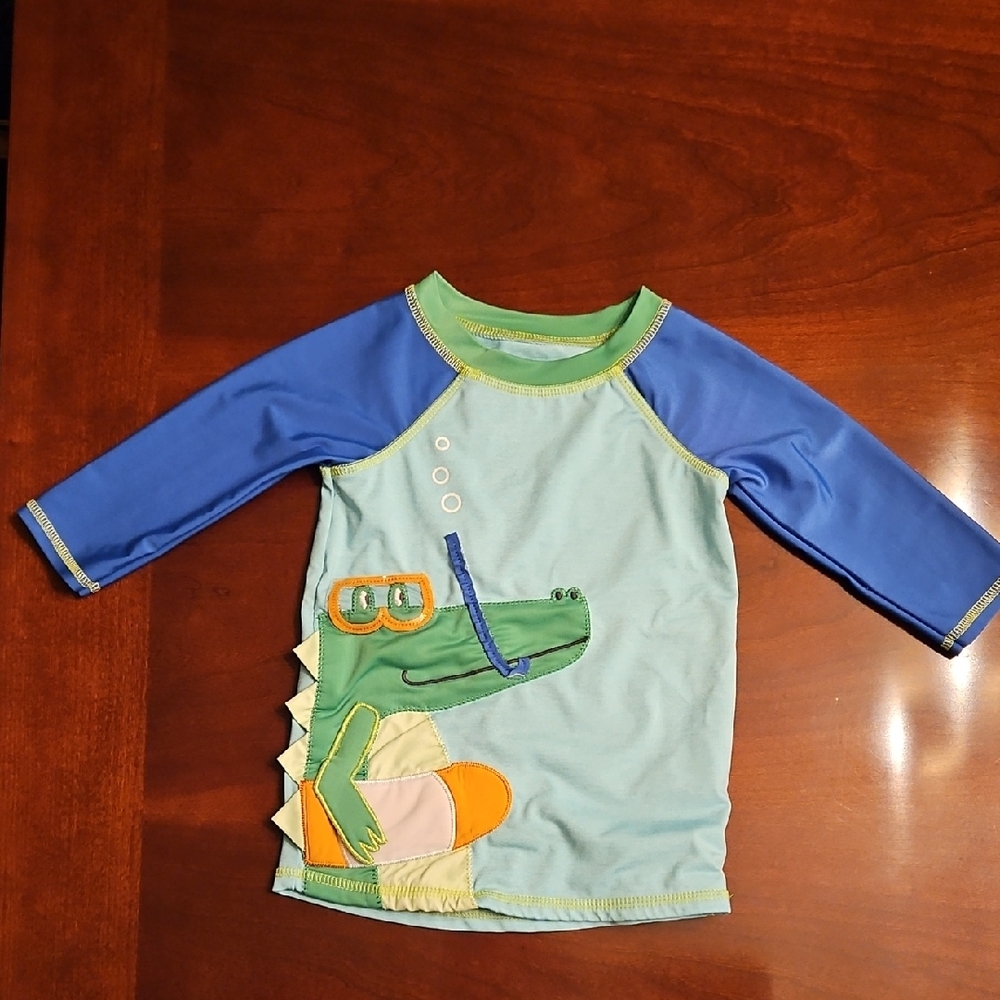 Mud Pie Blue and Green Rashguard with Alligator Design
